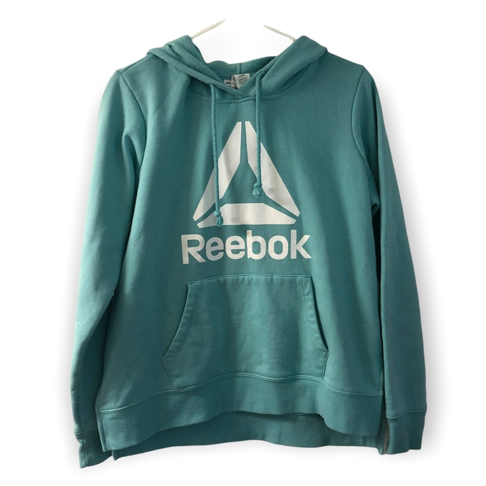 Reebok Hoodie Blue Size Large Unisex Drawstring Hood Sweatshirt Longsleeve